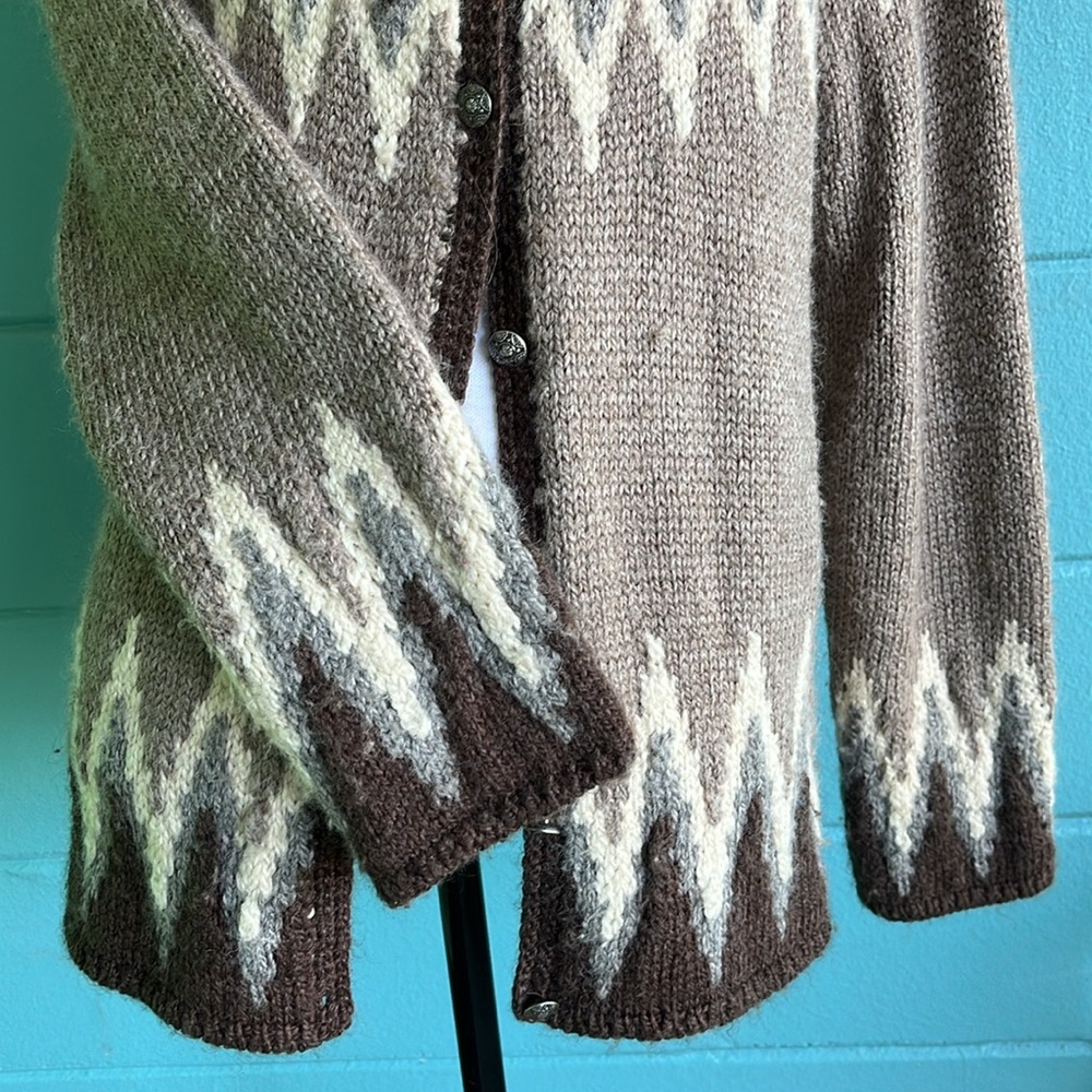 Vintage J.Jill Fair Isle Raglan Sleeve Wool Blend Chunky Knit Cardigan - Picture 3 of 10